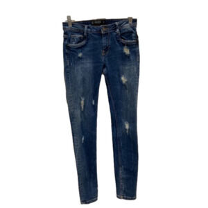 NWT Zara Distressed Hi-Rise Straight Leg Jeans